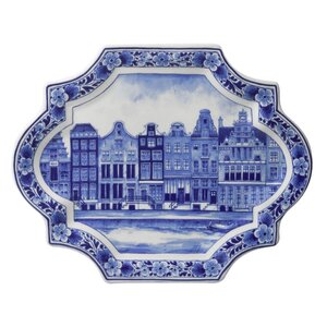 Heinen Delfts blauw Wall plaque - Applique Amsterdam horizontal