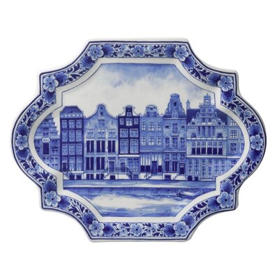 Heinen Delfts blauw Wandplakette - Applikation Amsterdam horizontal