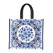 Typisch Hollands Delfterblaue Einkaufstasche mit stilvoller Blumenverzierung