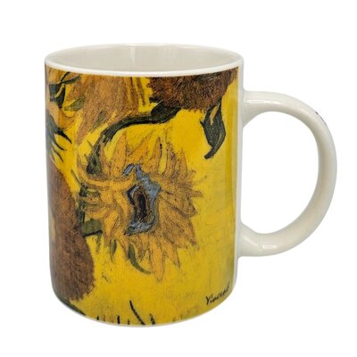 Typisch Hollands Mok Vincent van Gogh - Zonnebloemen  met 2 rollen Droste chocoladepastilles
