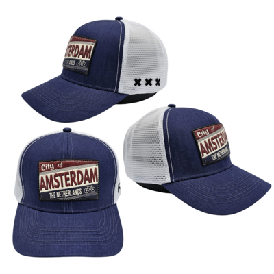 Typisch Hollands Cap Amsterdam -Blauw - Patch Amsterdam the Netherlands