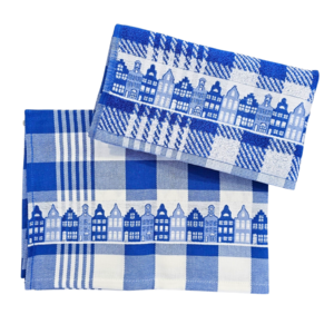 TTD Gifts Keukentextiel-pakket Blauw -Wit Gevelhuisjes