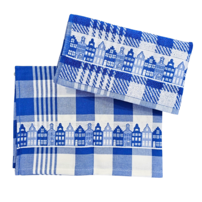 Typisch Hollands Keukentextiel-pakket Blauw -Wit Gevelhuisjes