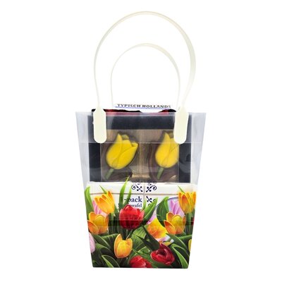 Typisch Hollands Holland gift bag PVC with tulips - 5x sweets - 1x souvenir