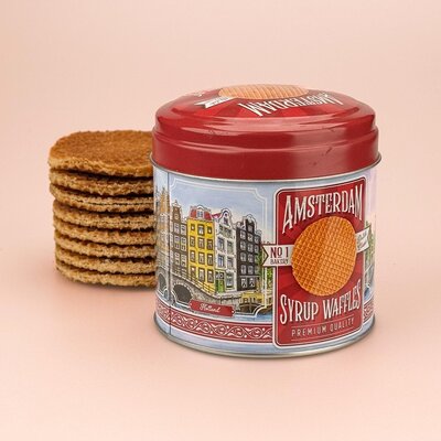 Typisch Hollands Stroopwafels in blik Amsterdam - Nostalgie-d`oude stad Amsterdam