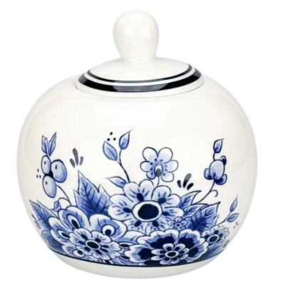Typisch Hollands Sugar bowl - Delft blue with classic floral decoration