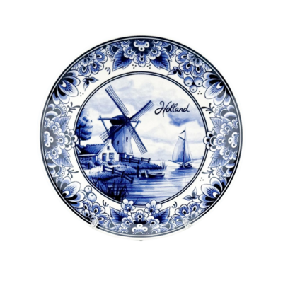 Typisch Hollands Delfter Blau - Teller - Holland - Mühle 15 cm