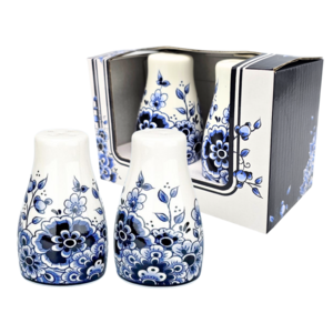 Typisch Hollands Delfter Salz- und Pfefferstreuer, klassisches Blumenmotiv
