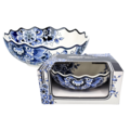 Typisch Hollands Large Delft blue scalloped bowl - classic floral print