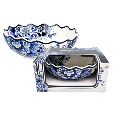 Matix Große, muschelförmige Schale in Delfter Blau – klassisches Blumenmuster