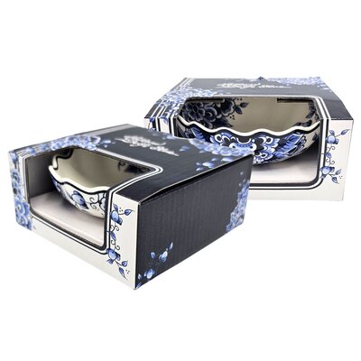 Matix Kleine, muschelförmige Schale in Delfter Blau – klassisches Blumenmuster