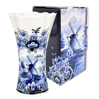 Typisch Hollands Große Vase aus Delfter blauer Keramik, 17 cm