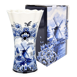 Typisch Hollands Vaas keramiek groot  Delftsblauw 17 cm