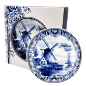 Typisch Hollands Delfts blauw - bord - Holland - molen 10 cm