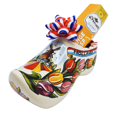 Typisch Hollands Clog with tulip decoration - Droste pastilles - milk-orange