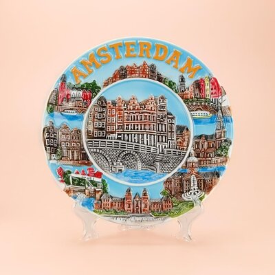 Typisch Hollands  Amsterdamer Grachtenhäuser-Zusammenstellungstafel, 15 cm, mehrfarbig
