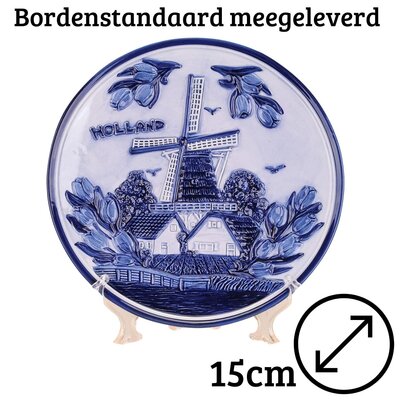 Matix Bord molen met tulpen 15 cm Holland -Delfts blauw