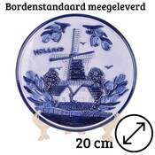 Typisch Hollands Bord molen met tulpen 20 cm Holland - Delfts blauw