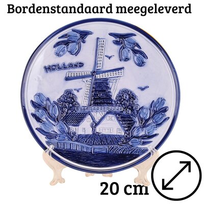 Matix Bord molen met tulpen 20 cm Holland - Delfts blauw