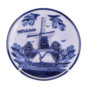 Typisch Hollands Tellermühle mit Tulpenmotiv, 15 cm, Holland – Delfter Blau