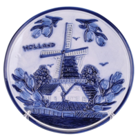 Typisch Hollands Plate mill with tulips 20 cm Holland - Delft blue
