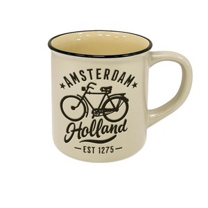 Typisch Hollands Amsterdam/Holland „Camp Mug“-Becher – weiß