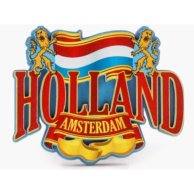 Typisch Hollands Magneet Holland - vlag Nederland - leeuwen