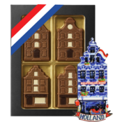 Typisch Hollands Chocolade huisjes  - doosje met magneet huisje - Delfts blauw