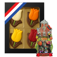 Typisch Hollands Chocolate tulips - box with magnetic house - Tulpenshop