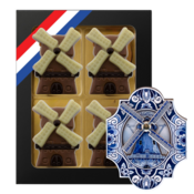 Typisch Hollands Schokoladenmühlen – Schachtel mit Magnetmühle – Delfter Blau