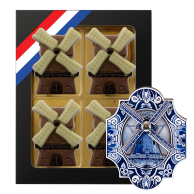 Typisch Hollands Chocolate mills - box with magnetic mill - Delft blue