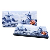 Typisch Hollands Melkchocoladereep in Delfts blauwe geschenkverpakking - Molenlandschap