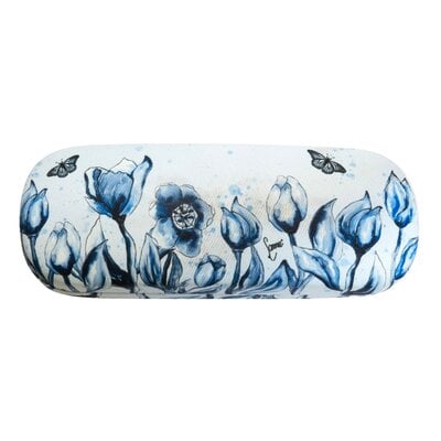 Typisch Hollands Glasses case - White with blue tulips and a butterfly