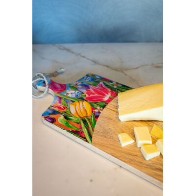Typisch Hollands Cheese board with Dutch tulips 25x13 cm