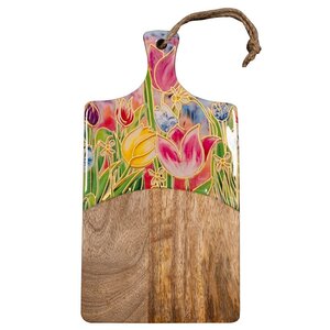 Typisch Hollands Cheese board with Dutch tulips 25x13 cm