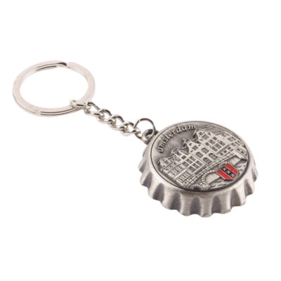 Typisch Hollands Keyring crown cap Amsterdam pewter-colored