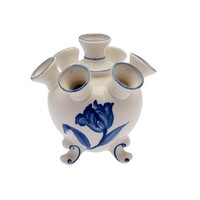 Heinen Delfts blauw Tulpenvaas op pootjes blauwe tulp klein