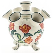 Heinen Delfts blauw Tulip vase on legs orange tulip large