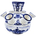 Heinen Delfts blauw Tulip vase - Flowers and windmills in a water landscape