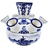 Heinen Delfts blauw Tulip vase - Flowers and windmills in a water landscape
