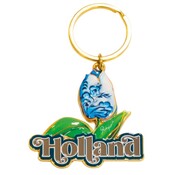 Typisch Hollands Sleutelhanger Holland -  Dutch beauty tulp blauw