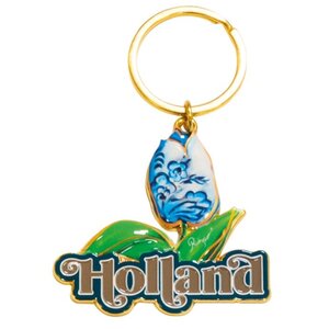 Typisch Hollands Sleutelhanger Holland -  Dutch beauty tulp blauw