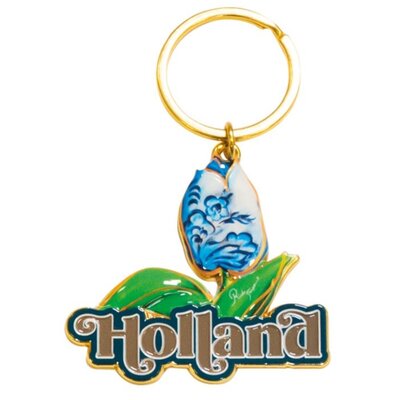 Ter Steege souvenirs Keychain Holland - Dutch beauty tulip blue