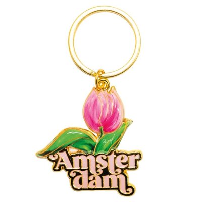 Ter Steege souvenirs Keyring Dutch beauty tulip pink