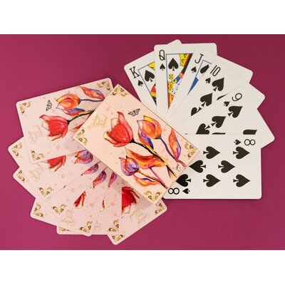 Typisch Hollands Playing cards Holland - Pink - Red tulips