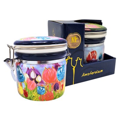 Typisch Hollands Storage jar - tulips Dutch beauty 14cm