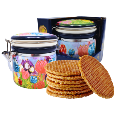 Typisch Hollands Stroopwafels in pot - tulpen Dutch beauty 14cm