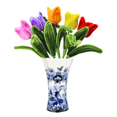 Typisch Hollands Tulip bouquet - Chenille in Delft blue vase