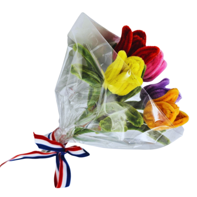 Matix Tulpenstrauß – Chenille in einer delfterblauen Vase
