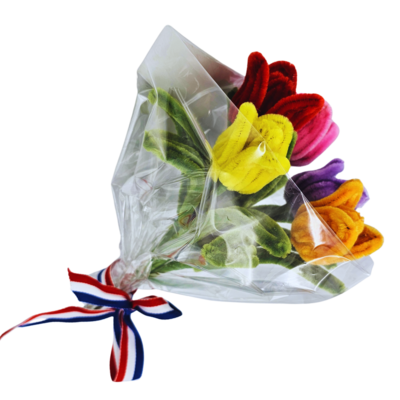 Typisch Hollands Tulip bouquet - Chenille in Delft blue vase